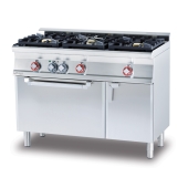 Combined range static oven - N. 3 burners Static oven cm. 67x38x34h, temp: 50÷250°C, with 1 grid cm.65x36 - Neutral cabinet with door