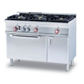 Gas range - N. 3 burners - Gas static oven with grill cm. 67x38x34h, temp: 125÷275°C, with 1 grid cm.65x36 - Neutral cabinet with door