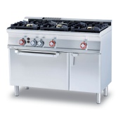 Gas range - N. 3 burners - Gas static oven with grill cm. 67x38x34h, temp: 125÷275°C, with 1 grid cm.65x36 - Neutral cabinet with door