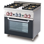 Gas range - N. 4 burners - Gas static oven with grill cm. 64x39x35h, temp: 125÷275°C, with 1 grid cm.53x32,5 GN1/1 - glass door