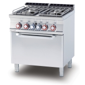 Gas Range - N. 4 burners Traditional gas-oven cm. 67x55x34h, temp: 150÷300°C, with 1 grid cm.65x53 GN2/1 (included 1 Head end filler strip mod.TPA-7)