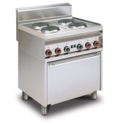 Range N. 4 plates Multifunction electric oven Chamber cm. 64x37x35h, temp: 50÷250°C ,with 1 grid cm.53x32,5 GN1/1 - Glass door