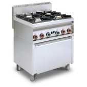 Gas range - N. 4 burners - Gas static oven with grill cm. 64x39x35h, temp: 125÷275°C, with 1 grid cm.53x32,5 GN1/1 - glass door