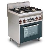 Combined range - N. 4 burners Multifunction oven - Chamber cm. 64x37x35h, temp: 50÷250°C ,with 1 grid cm.53x32,5 GN1/1 - Glass door