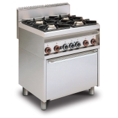 Combined range static oven - N. 4 burners Static oven with grill cm. 64x42x35h, temp: 50÷250°C ,with 1 grid cm.53x32,5 GN1/1 - Glass door
