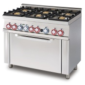 Combined range static oven - N. 6 burners Static oven with grill cm. 64x42x35h, temp: 50÷250°C, with 1 grid cm.53x32,5 GN1/1 - Glass door