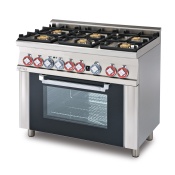 Combined range static oven - N. 6 burners Static oven with grill cm. 64x42x35h, temp: 50÷250°C, with 1 grid cm.53x32,5 GN1/1 - Glass door