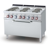 Electric Range - N. 6 plates Traditional electric oven cm. 107x55x34h, temp: 50÷300°C, with 1 grid cm.105x53  (included 1 Head end filler strip mod.TPA-7)