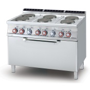 Electric Range - N. 6 plates Traditional electric oven cm. 107x55x34h, temp: 50÷300°C, with 1 grid cm.105x53  (included 1 Head end filler strip mod.TPA-7)