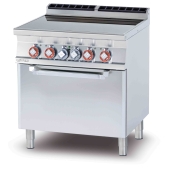 Electric range N. 4 plates ceramic glass cm. 75 x 57 - traditional elettric oven cm. 67x55x34h, temp: 50÷300°C, with 1 grid cm.65x53 GN2/1 (included 1 Head end filler strip mod.TPA-7)