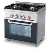 Combined range - N. 2 burners Multifunction electric oven cm. 64x37x35h, temp: 50÷250°C, with 1 grid cm.53x32,5 GN1/1 - Glass door