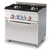 Combined range - N. 2 burners Multifunction electric oven cm. 64x37x35h, temp: 50÷250°C, with 1 grid cm.53x32,5 GN1/1 - Glass door