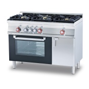 Combined range - N. 3 burners Multifunction electric oven cm. 64x37x35h, temp: 50÷250°C, with 1 grid cm.53x32,5 GN1/1 - Glass door - Neutral cabinet with door