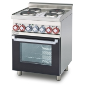 Range threephase - N. 4 plates Multifunction electric oven Chamber cm. 46x37x35h, temp: 50÷250°C, with 1 grid cm.41x32,5 - Glass door