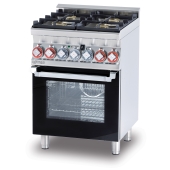 Combined range - N. 4 burners Multifunction oven - Chamber cm. 46x37x35h, temp: 50÷250°C, with 1 grid cm.41x32,5 - Glass door