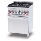 Combined range - N. 4 burners Multifunction oven - Chamber cm. 46x37x35h, temp: 50÷250°C, with 1 grid cm.41x32,5 - Glass door