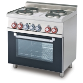 Range threephase - N. 4 plates Multifunction electric oven Chamber cm. 64x37x35h, temp: 50÷250°C, with 1 grid cm.53x32,5 GN1/1 - Glass door