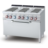 Electric Range - N. 6 square plates Traditional electric oven cm. 107x55x34h, temp: 50÷300°C, with 1 grid cm.105x53  (included 1 Head end filler strip mod.TPA-7)
