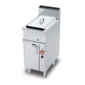 Gas Fryer 18 lts - Bowl cm. 33x38x38h - 1 basket cm. 30x33x12h. Sieve and lid for pan. Drip tray with sieve. Production: 15 kg/h (included both Heads end filler strip)
