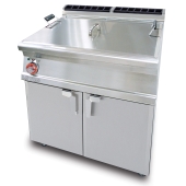 Fryer threephase 45 lts - Bowl cm. 70x38x38h - 1 basket cm. 65x33x17h. Sieve and lid for pan. Drip tray with sieve. Production: 40 kg/h (included 1 Head end filler strip mod.TPA-7)