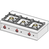 Gas table-top stove, 3 burners