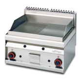 Gas Fry-top 1/2 grooved + 1/2 smooth, plate cm.55,5x55 - 2 cooking areas