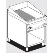 Electric Fry-top 1/2 grooved + 1/2 smooth, on open cabinet, plate cm.56x51 (included 1 Head end filler strip mod.TPA-7)