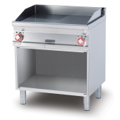 Electric Fry-top 1/2 grooved + 1/2 smooth, on open cabinet, plate cm.76x51 - 2 cooking areas (included 1 Head end filler strip mod.TPA-7)