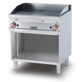 Gas Fry-top 1/2 grooved + 1/2 smooth, on open cabinet, plate cm.76x51 - 2 cooking areas (included 1 Head end filler strip mod.TPA-7)