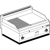 Gas Fry-top 1/2 grooved + 1/2 smooth, plate cm.75,5x55 - 2 cooking areas