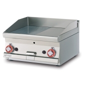 Gas Fry-top 1/2 grooved + 1/2 smooth, plate cm.59,5x45 - 2 cooking areas