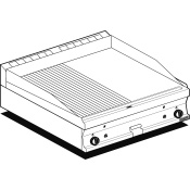 Gas Fry-top 1/2 grooved + 1/2 smooth, plate cm.79,5x45 - 2 cooking areas