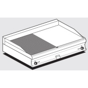 Electric Fry-top 1/2 grooved + 1/2 smooth, plate cm.116x51 - 2 cooking areas (included 1 Head end filler strip mod.TPA-7)