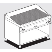 Electric Fry-top grooved griddle, on open cabinet, plate cm.116x51 - 2 cooking areas (included 1 Head end filler strip mod.TPA-7)