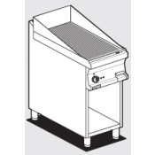 Electric Fry-top grooved griddle, on open cabinet, plate cm.36x51 (included 1 Head end filler strip mod.TPA-7)