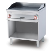 Electric Fry-top grooved griddle, on open cabinet, plate cm.76x51 - 2 cooking areas (included 1 Head end filler strip mod.TPA-7)