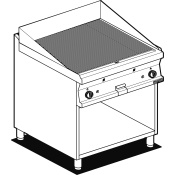 Gas Fry-top grooved griddle, on open cabinet, plate cm.76x51 - 2 cooking areas (included 1 Head end filler strip mod.TPA-7)