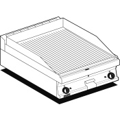 Gas Fry-top grooved griddle, plate cm.59,5x45 - 2 cooking areas