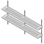 Wall shelf 1600×300mm perforated, 2 levels