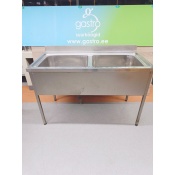Pre wash table 140X70X90CM, 2 bowls