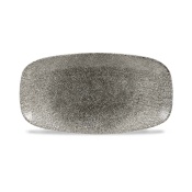 Овальная пластина Raku Quartz Black, 298x153 мм