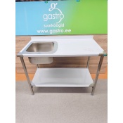 Stainless steel sink table 100x65x90cm, left