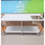 Stainless steel sink table 160x65x90cm, right