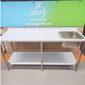 Stainless steel sink table 180x65x90cm, left