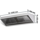 Wall hood 2,2 m - with filter & lamp