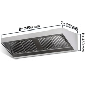 Wall hood 2,4 m - with filter & lamp