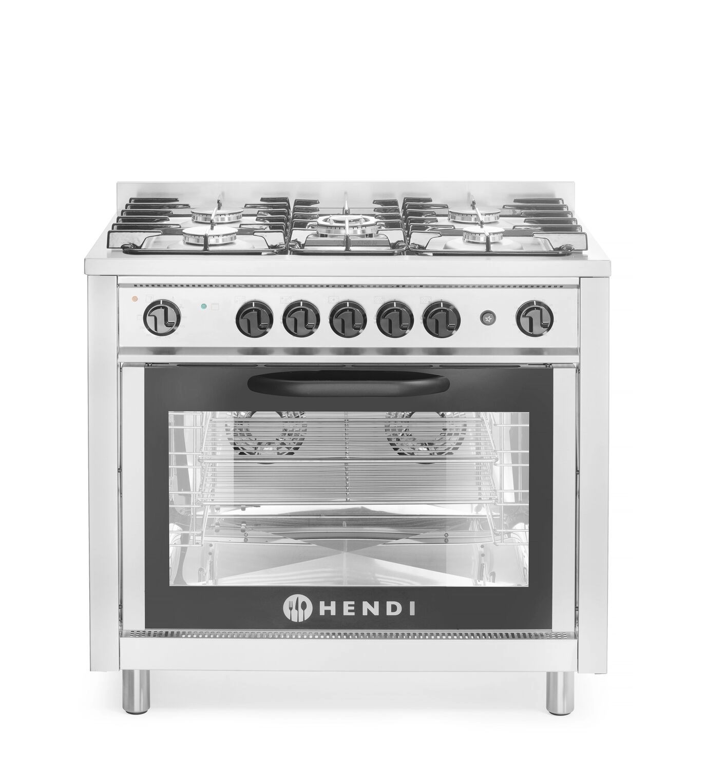 Плита газовая 5-ти конфорочная Kitchen Line с электрическим конвекционным духовым шкафом и грилем, HENDI, Kitchen Line, серебряный, 230В/2900Вт, 14,3kW, 900x653x(H)900мм