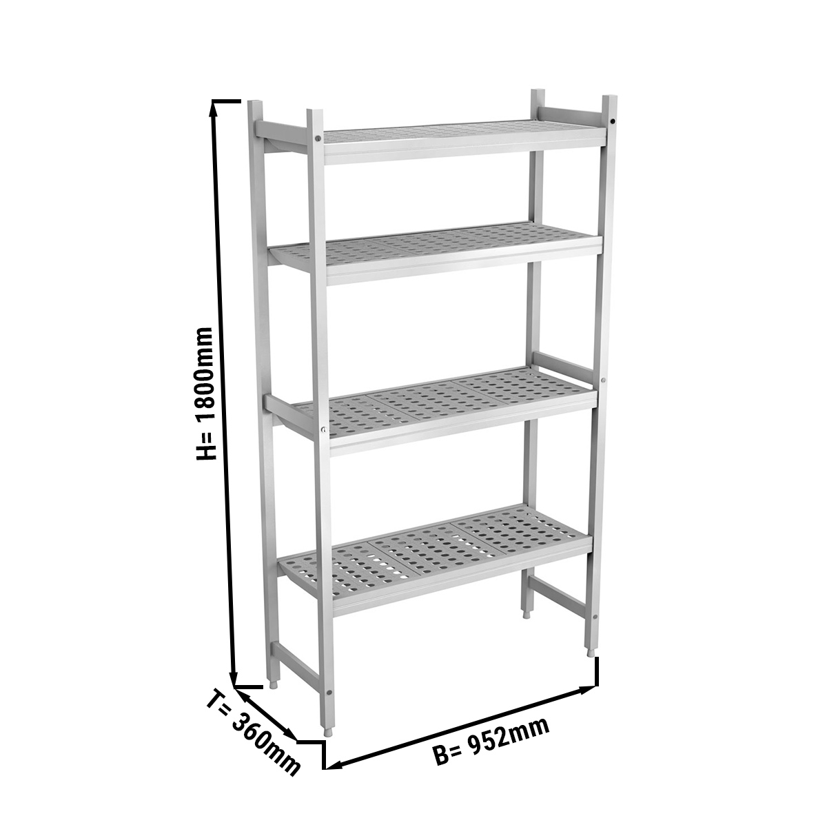 ALUMINUM FLOOR SHELF 952X360X1800MM