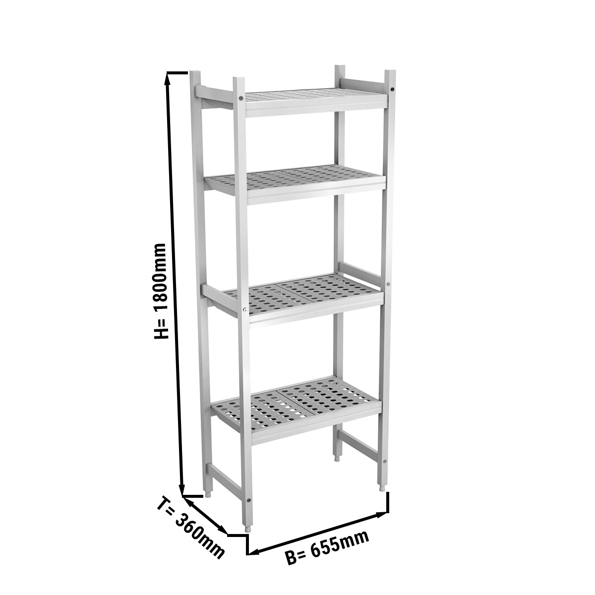 ALUMINUM FLOOR SHELF 655X360X1800MM