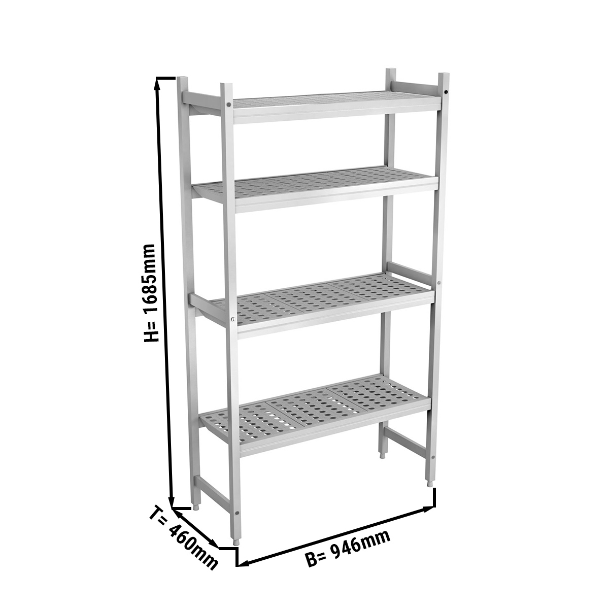 ALUMINUM FLOOR SHELF 946X460X1685MM, ANODISED